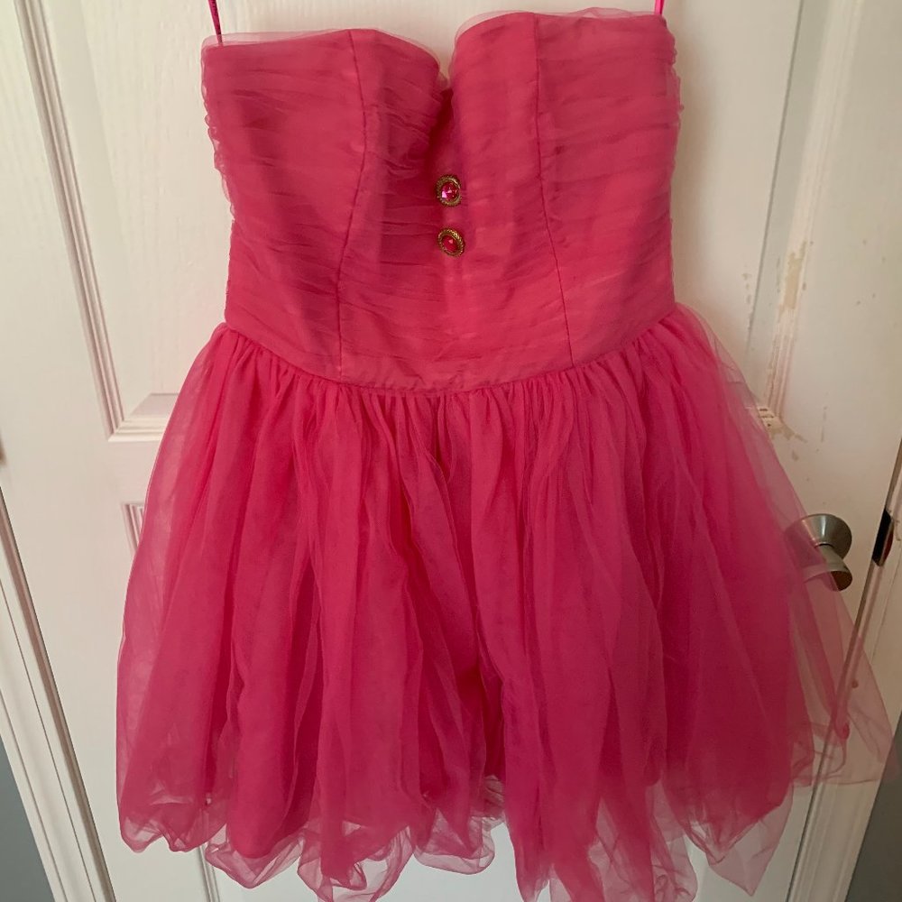 Betsy Johnson Hot Pink Strapless Tulle Dress
